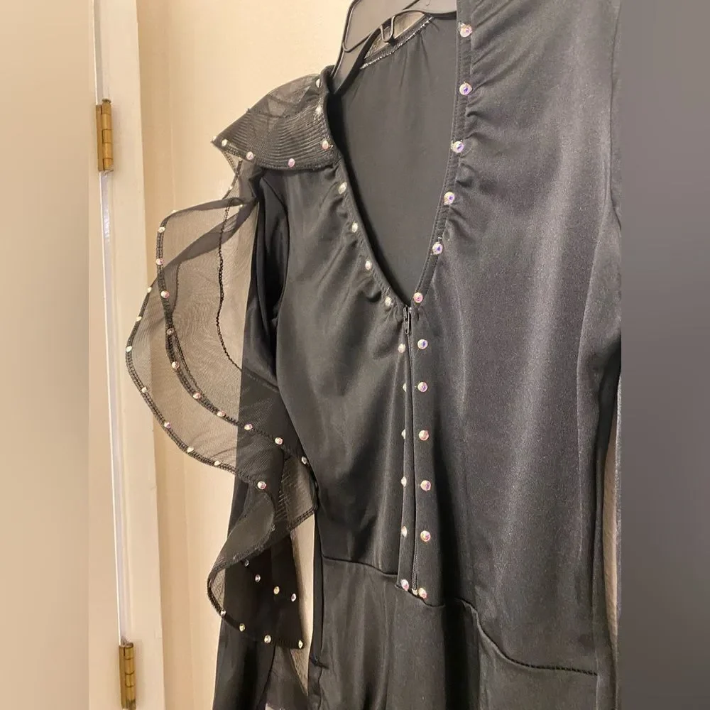 Rare Kelle competition dance solo costume black long one sleeve jazz LA adult